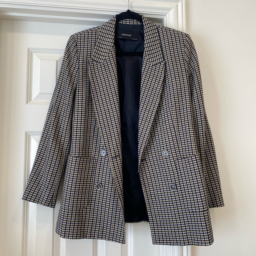 Zara Plaid Structured Blazer